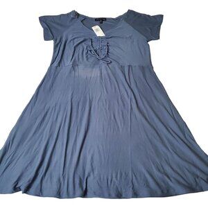 Derek Heart womens mini dress Short sleeve blue color Size 3X Stretchy  New